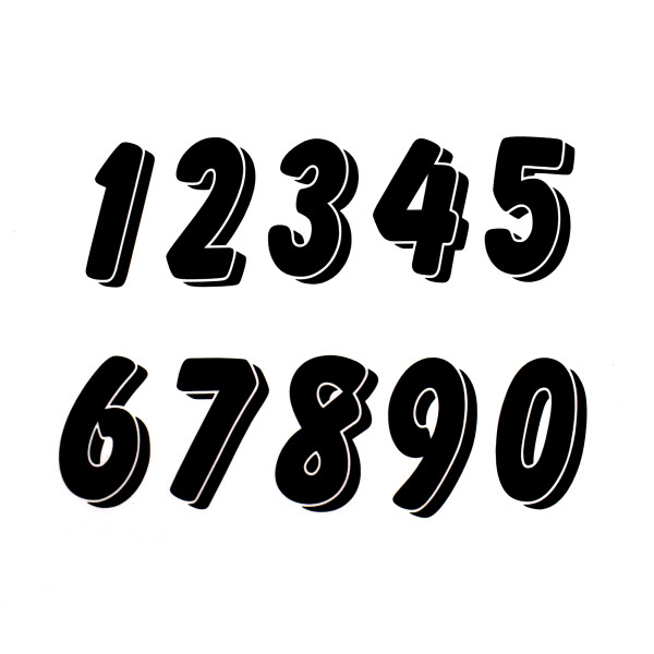 Pyramid Plastics Pyramid decals | racing numbers set 0-9 | 3d black